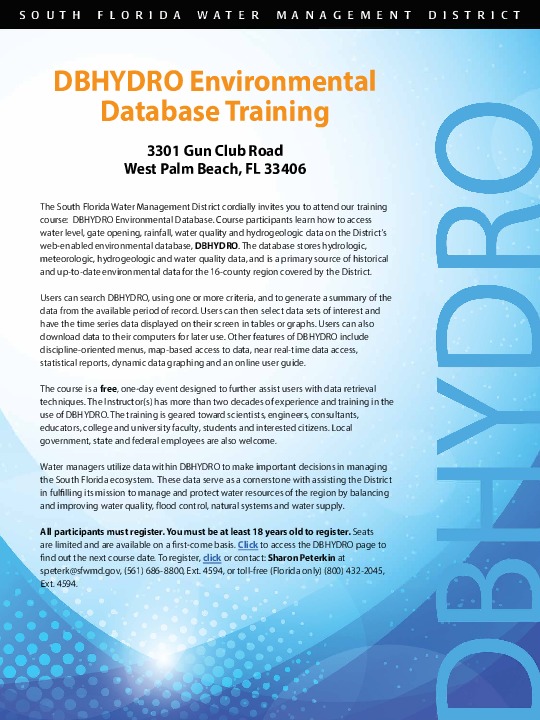 SFWMD DBHYDRO Environmental Database Training