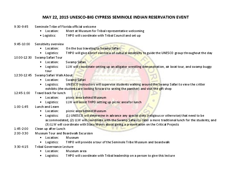 2015 Seminole Reservation Agenda