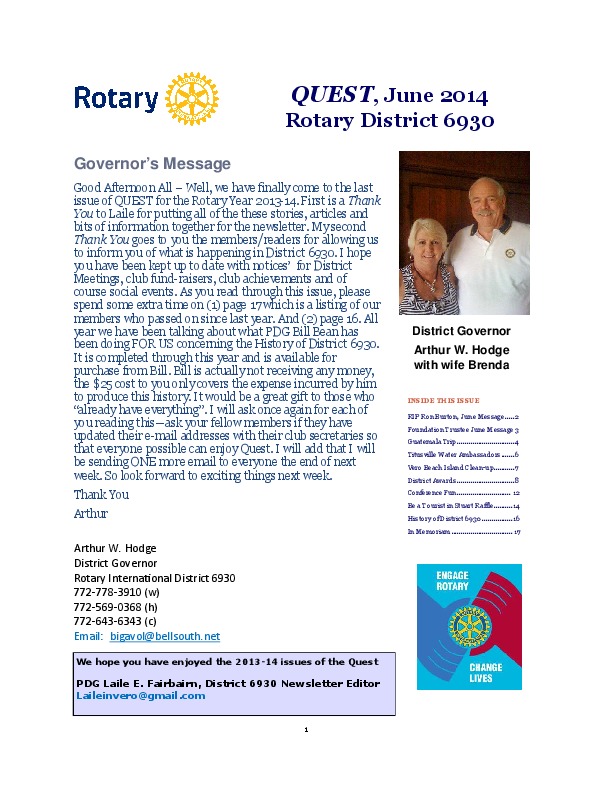 Rotary District 6930 Newsletter