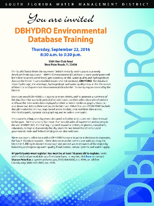 SFWMD DBHYDRO Enviromental Database Training