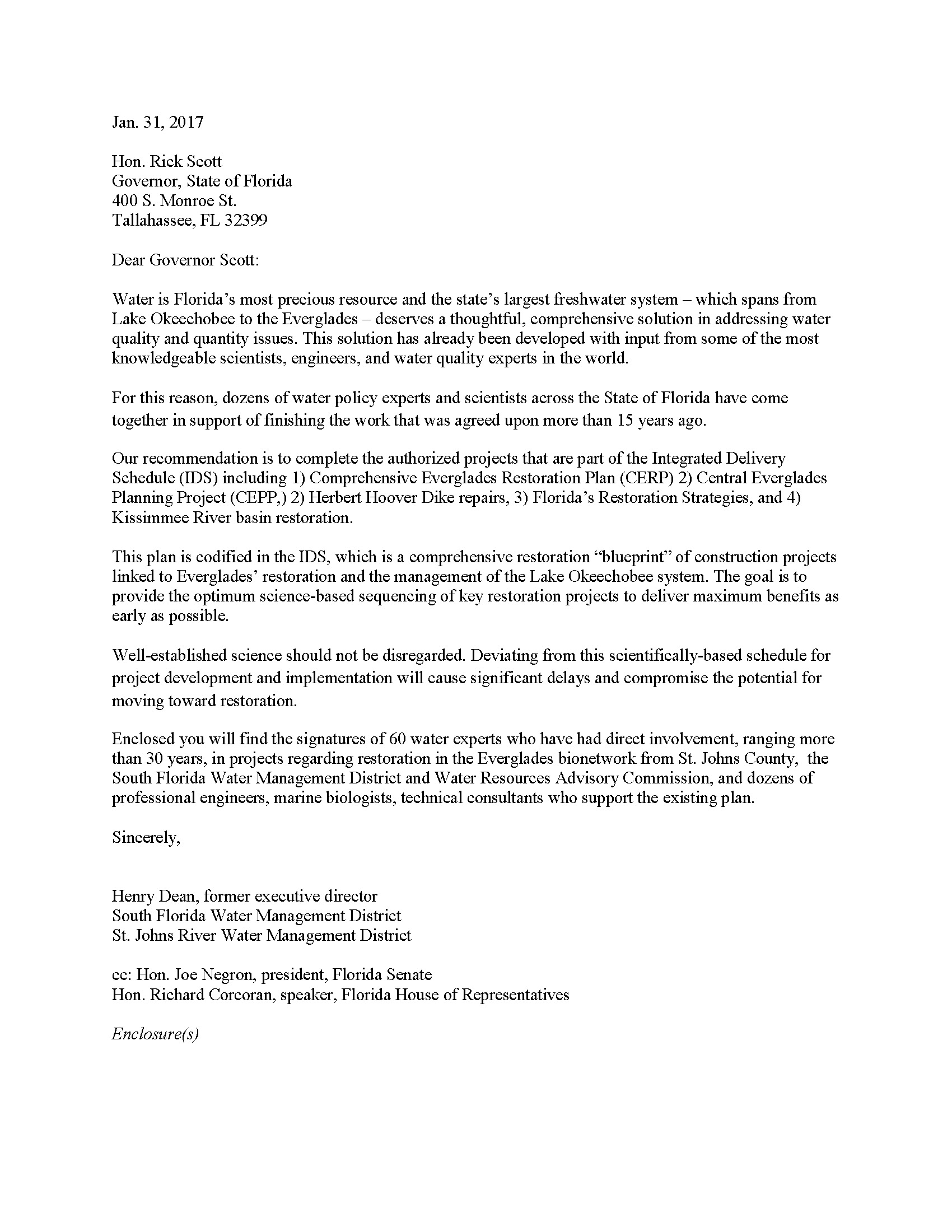 Water Quality Experts Urge Gov. to Finish the Job on Florida Water
