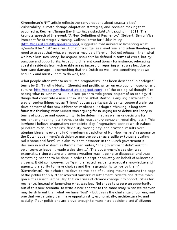 thoughts on NYT article "Going with the Flow" (in response to Stan's post on 2.14)